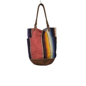 FREDD + BASHA Oversized Multi Convertible Serape Leather Funky Travel Bag BOHO